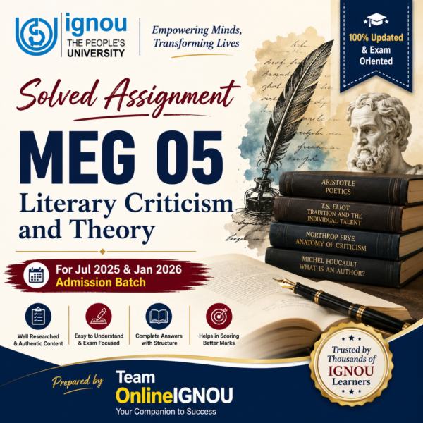 MEG 05 Solved Assignment | Jul 2025 and Jan 2026 Admission Session